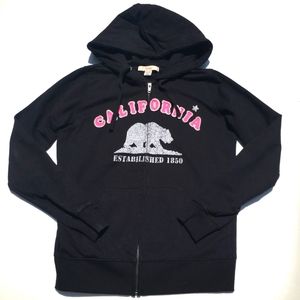 California Zip Up Hoodie Size M Black Pink